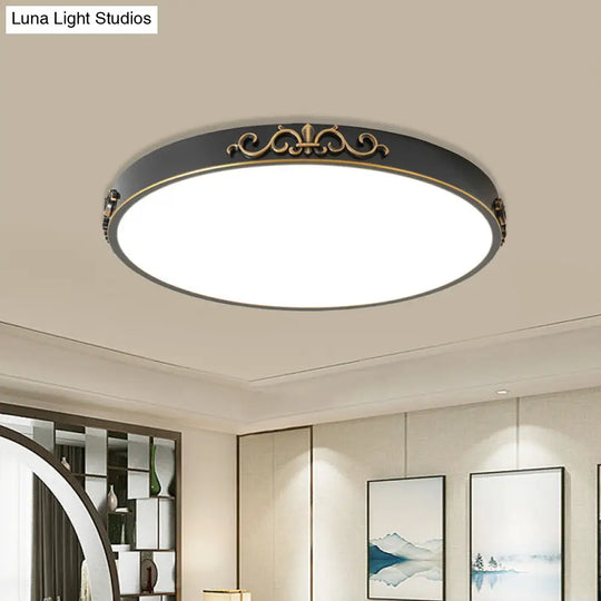 Ultrathin Round Led Flush Mount Ceiling Light - Minimalistic Black Metal Design