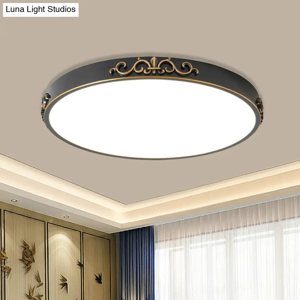 Ultrathin Round Led Flush Mount Ceiling Light - Minimalistic Black Metal Design