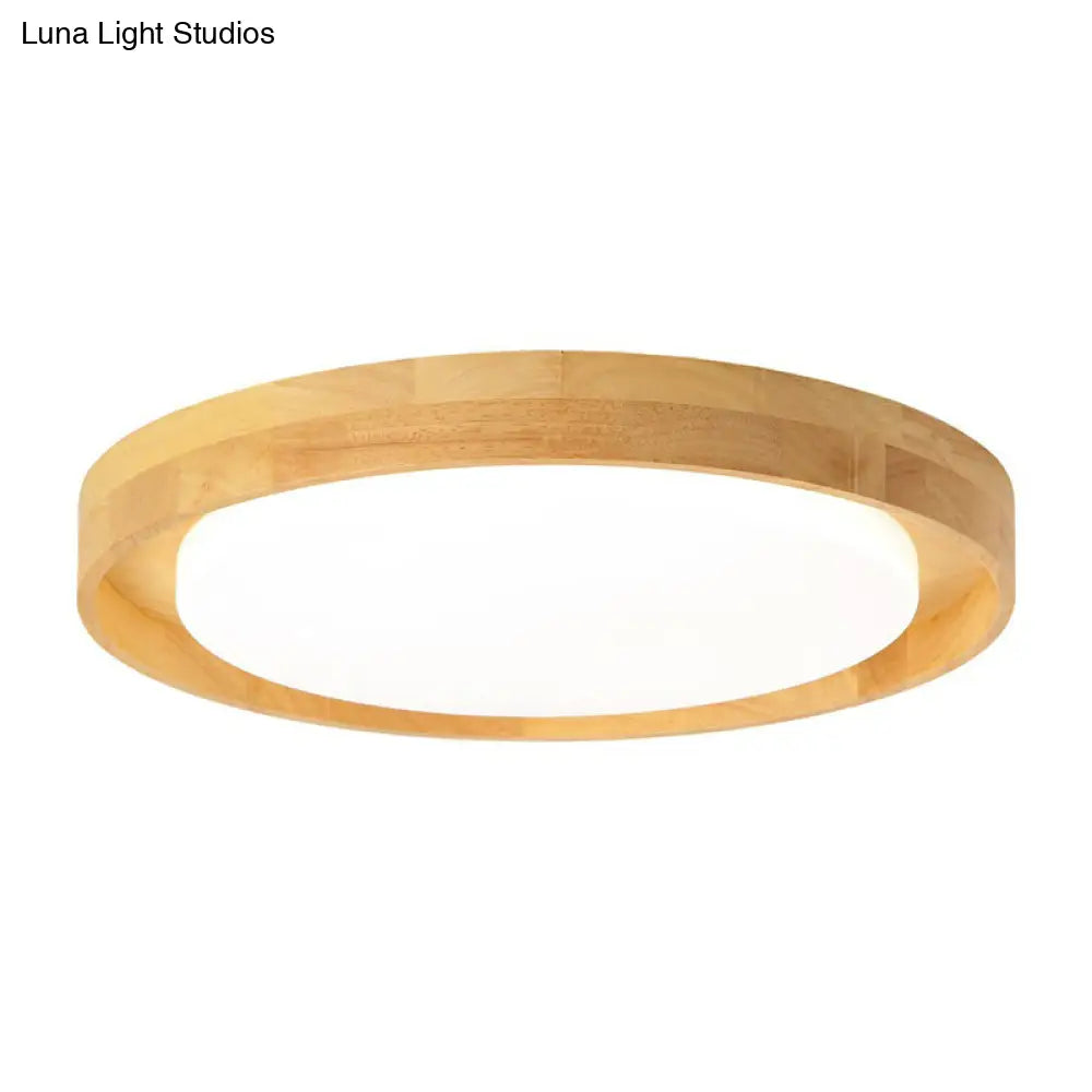 Ultrathin Round Wooden Nordic Led Ceiling Light - Flushmount For Bedroom