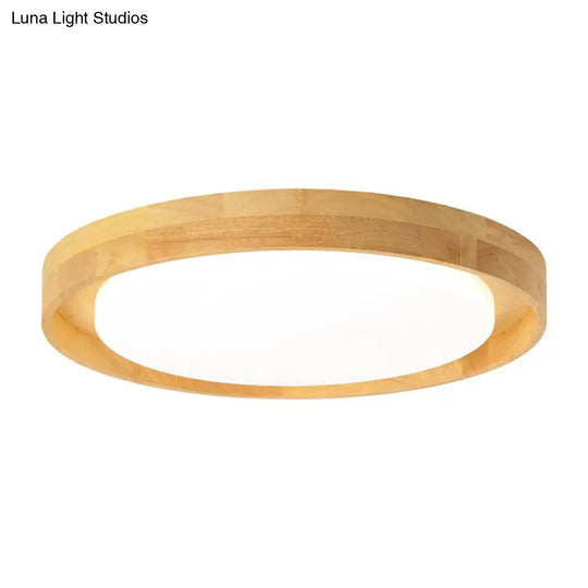 Ultrathin Round Wooden Nordic Led Ceiling Light - Flushmount For Bedroom