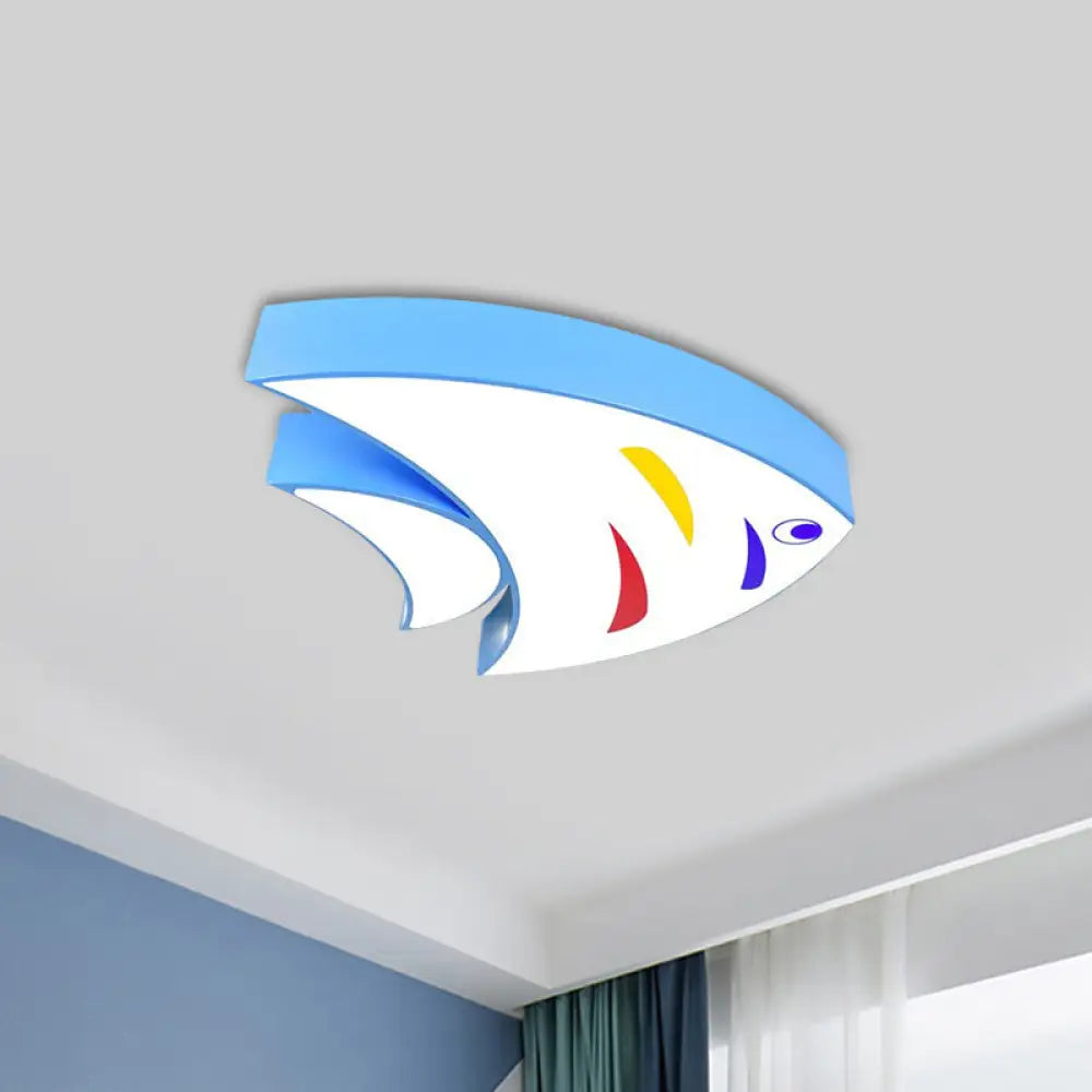 Underwater Adventure Led Flush Mount Lamp - Colorful Acrylic Tropical Fish Design For Children’s