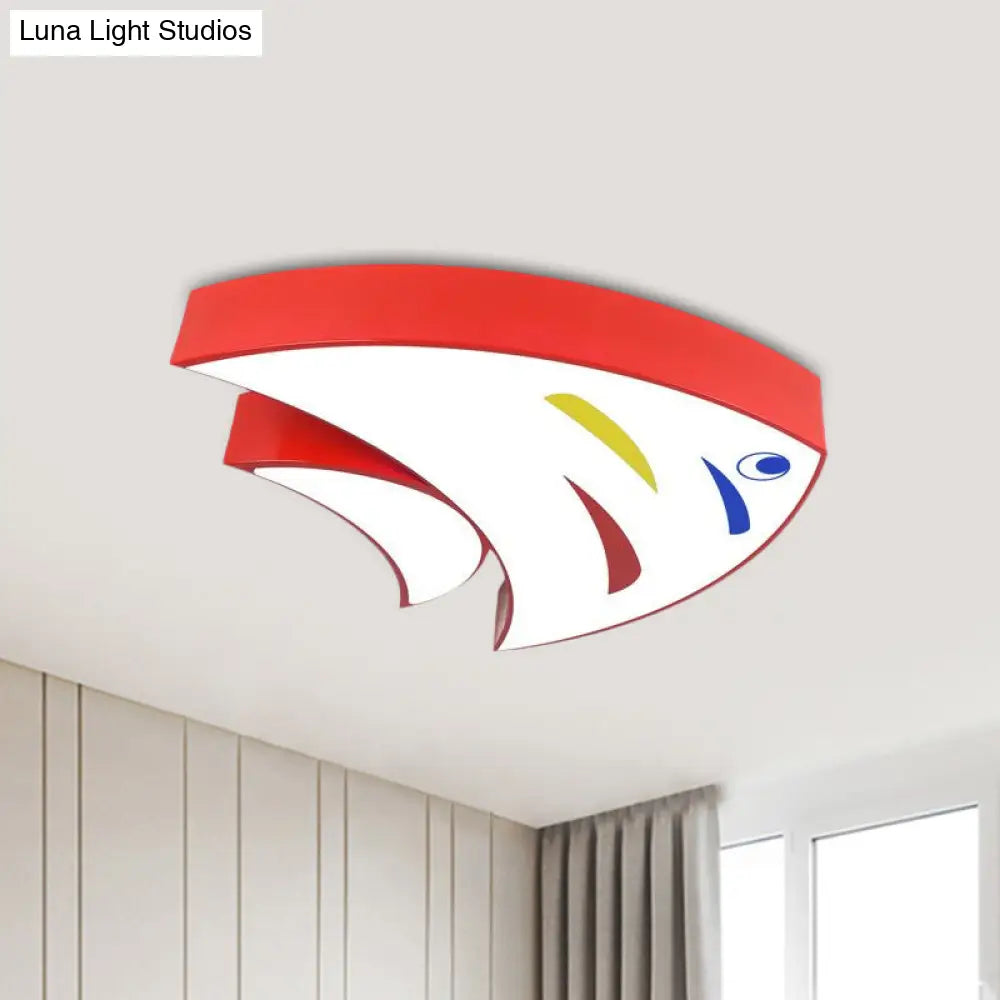 Underwater Adventure Led Flush Mount Lamp - Colorful Acrylic Tropical Fish Design For Childrens Room