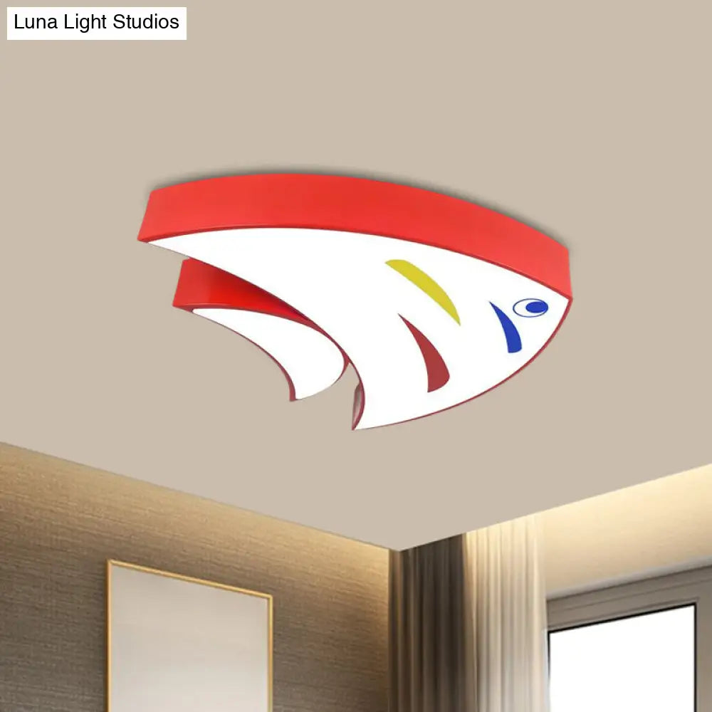 Underwater Adventure Led Flush Mount Lamp - Colorful Acrylic Tropical Fish Design For Children’s