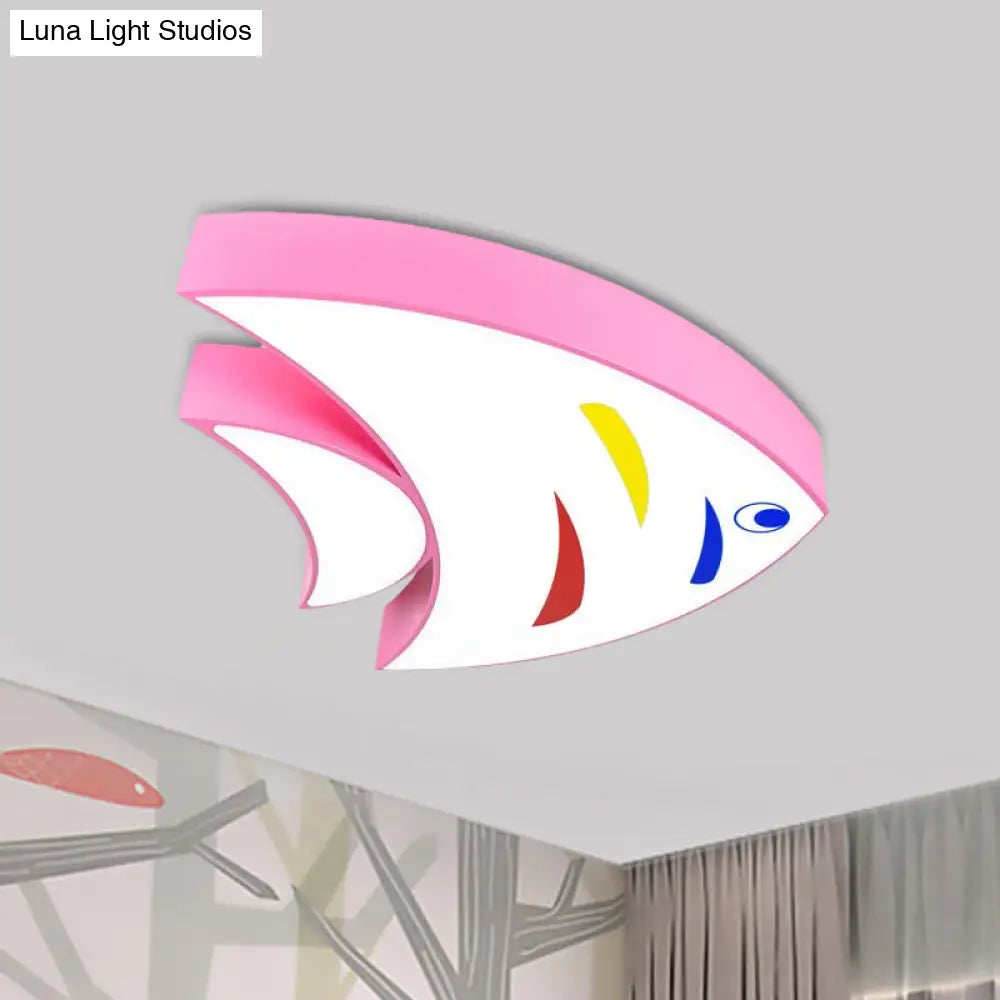 Underwater Adventure Led Flush Mount Lamp - Colorful Acrylic Tropical Fish Design For Childrens Room