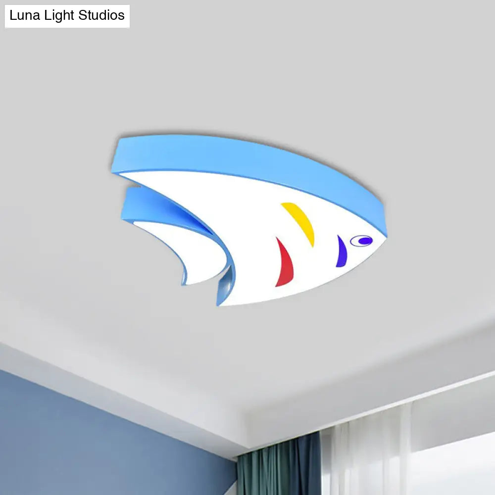 Underwater Adventure Led Flush Mount Lamp - Colorful Acrylic Tropical Fish Design For Childrens Room