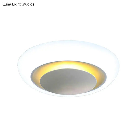 Unique Round Modern Ceiling Light - 16.5’/20.5’/24.5’ Warm/White Flush Mount Fixture (White)