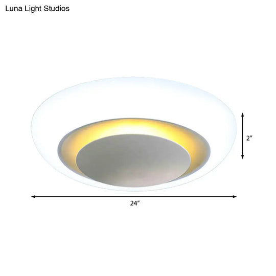 Unique Round Modern Ceiling Light - 16.5’/20.5’/24.5’ Warm/White Flush Mount Fixture (White)