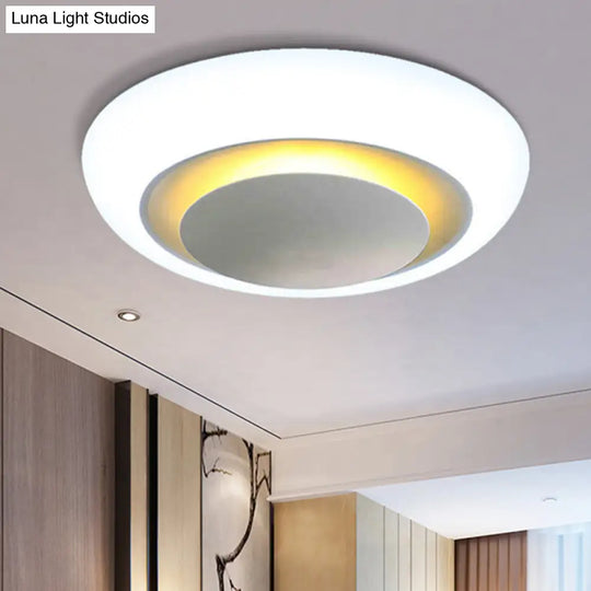 Unique Round Modern Ceiling Light - 16.5/20.5/24.5 Warm/White Flush Mount Fixture (White)
