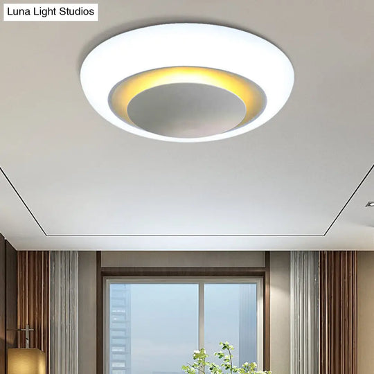 Unique Round Modern Ceiling Light - 16.5/20.5/24.5 Warm/White Flush Mount Fixture (White) White /