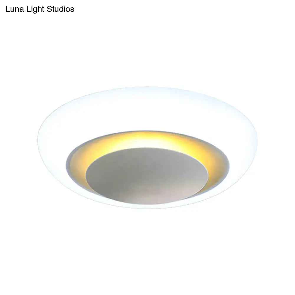 Unique Round Modern Ceiling Light - 16.5/20.5/24.5 Warm/White Flush Mount Fixture (White)