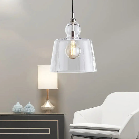 Upside-Down Clear Glass Pendant Light With Gold/Chrome Finish For Industrial Settings Chrome