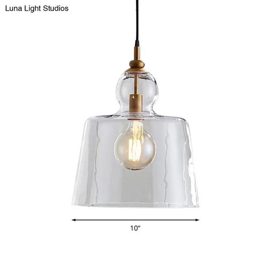 Upside-Down Trifle Pendant Light - Industrial Style Clear Glass Gold/Chrome