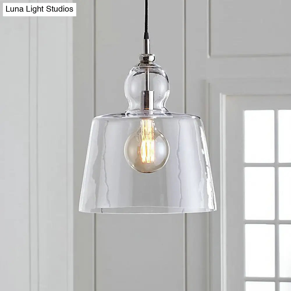 Upside-Down Clear Glass Pendant Light With Gold/Chrome Finish For Industrial Settings