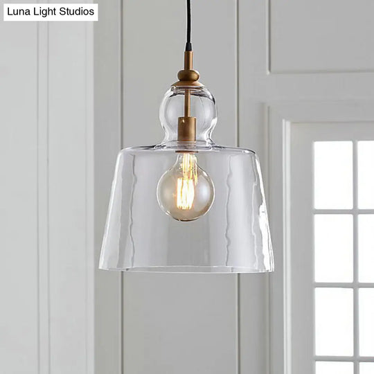 Upside-Down Trifle Pendant Light - Industrial Style Clear Glass Gold/Chrome Gold