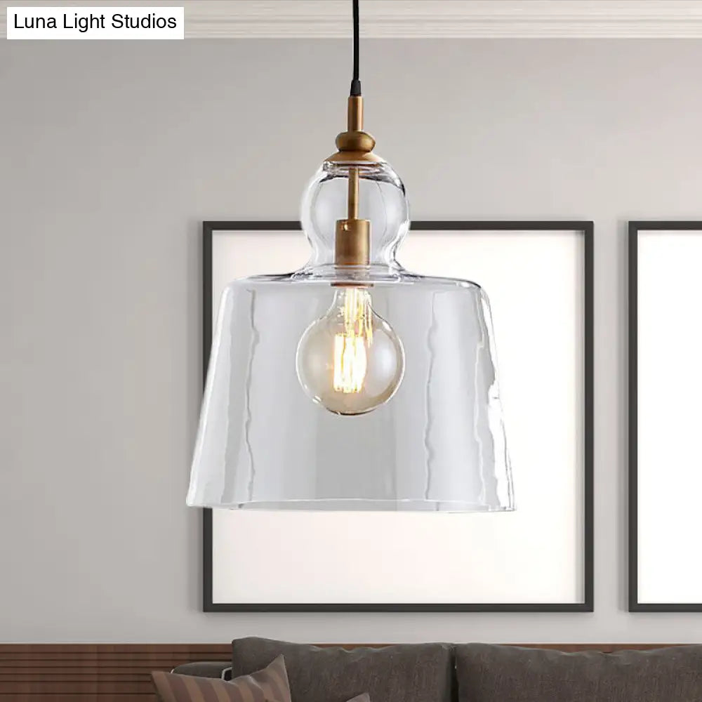 Upside-Down Trifle Pendant Light - Industrial Style Clear Glass Gold/Chrome
