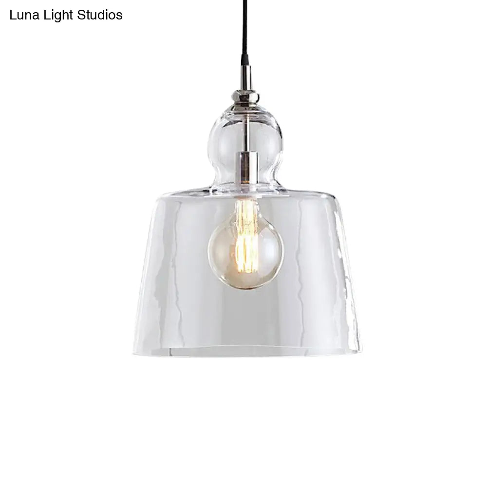 Upside-Down Clear Glass Pendant Light With Gold/Chrome Finish For Industrial Settings
