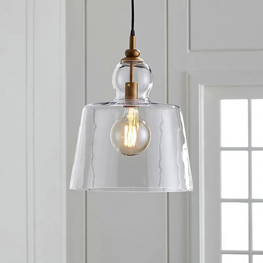 Upside-Down Clear Glass Pendant Light With Gold/Chrome Finish For Industrial Settings Gold