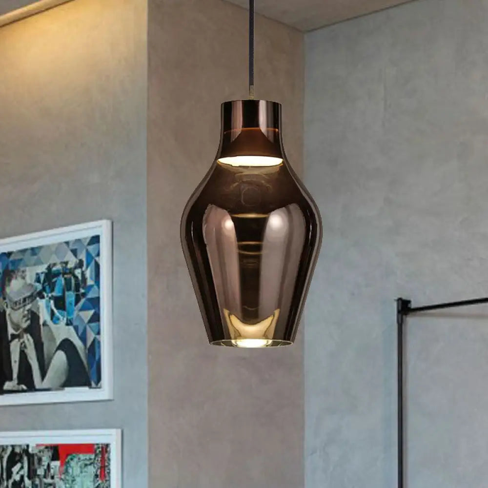 Urn Pendant Lamp - Gold/Smoke Glass 1 Light Modern Led Hanging White/Warm 6.5’/8.5’ Wide Smoke