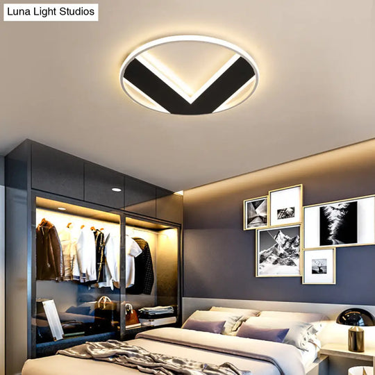 V-Shaped Ceiling Light - Modern Acrylic & Black Creative Bedroom Lighting Fixture 16/19.5/25.5