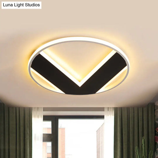 V-Shaped Ceiling Light - Modern Acrylic & Black Creative Bedroom Lighting Fixture 16/19.5/25.5