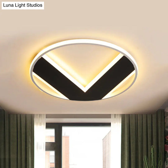 V - Shaped Ceiling Light - Modern Acrylic & Black Creative Bedroom Lighting Fixture