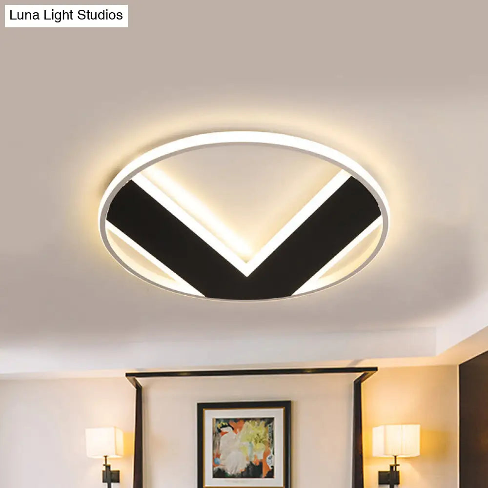 V-Shaped Ceiling Light - Modern Acrylic & Black Creative Bedroom Lighting Fixture 16/19.5/25.5