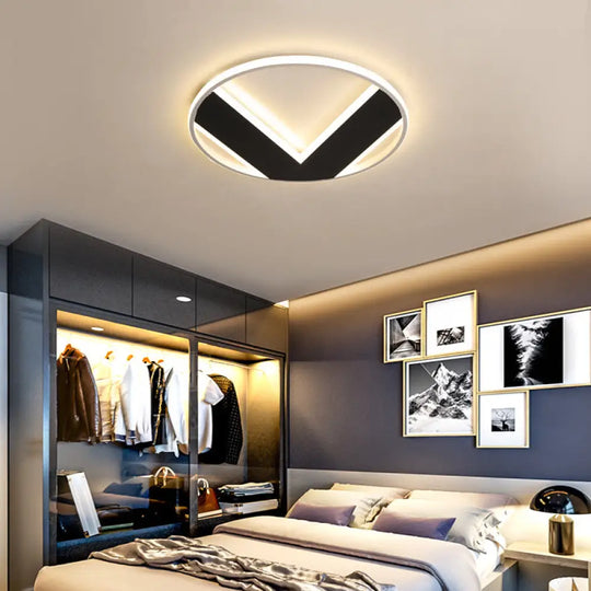 V - Shaped Ceiling Light - Modern Acrylic & Black Creative Bedroom Lighting Fixture