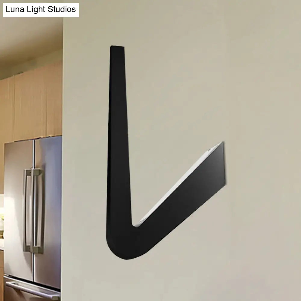 V-Shaped Led Wall Lamp Contemporary Style For Corridor Black/White Warm/White Light