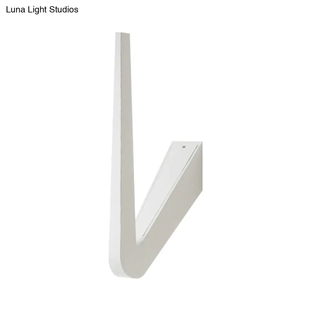 V-Shaped Led Wall Lamp Contemporary Style For Corridor Black/White Warm/White Light