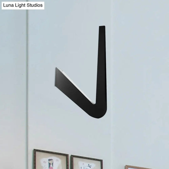 V-Shaped Led Wall Lamp Contemporary Style For Corridor Black/White Warm/White Light