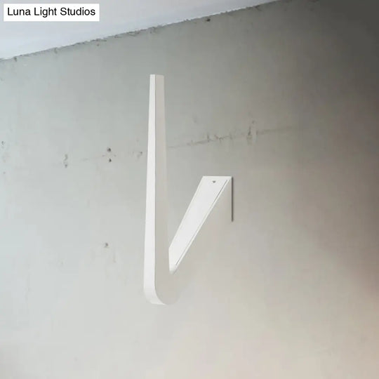 V-Shaped Led Wall Lamp Contemporary Style For Corridor Black/White Warm/White Light