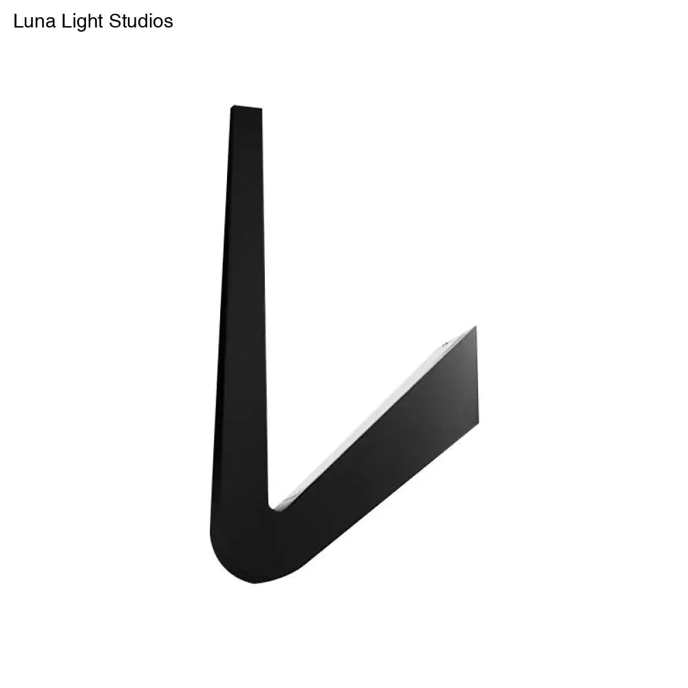 V-Shaped Led Wall Lamp Contemporary Style For Corridor Black/White Warm/White Light