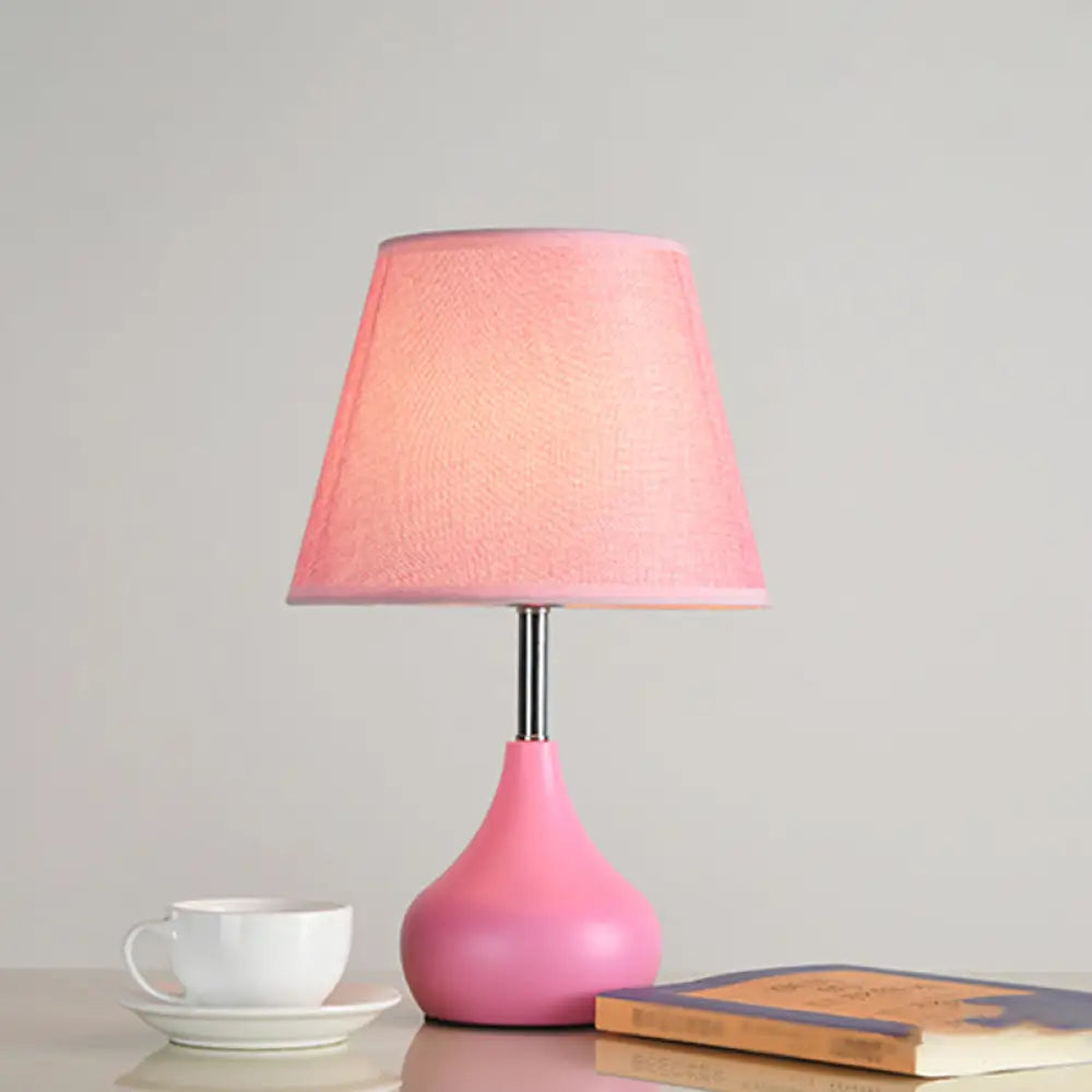 Valentina - Conical Study Room Table Light: Modern Reading Lamp With Vase Base In Pink