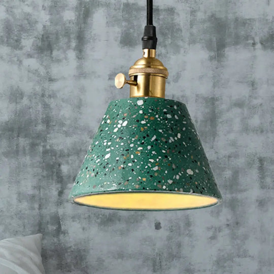 Vera - Nordic Style Black/Blue/Green Cone Concrete Pendant Lighting Green