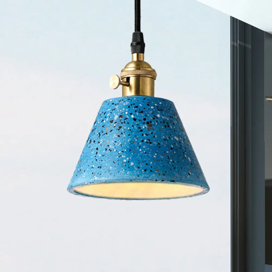 Vera - Nordic Style Black/Blue/Green Cone Concrete Pendant Lighting Blue