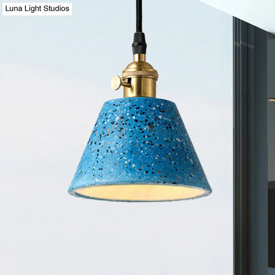 Vera - Nordic Style Black/Blue/Green Cone Concrete Pendant Lighting Blue