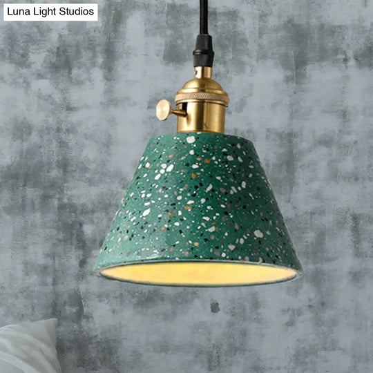 Vera - Nordic Style Black/Blue/Green Cone Concrete Pendant Lighting Green