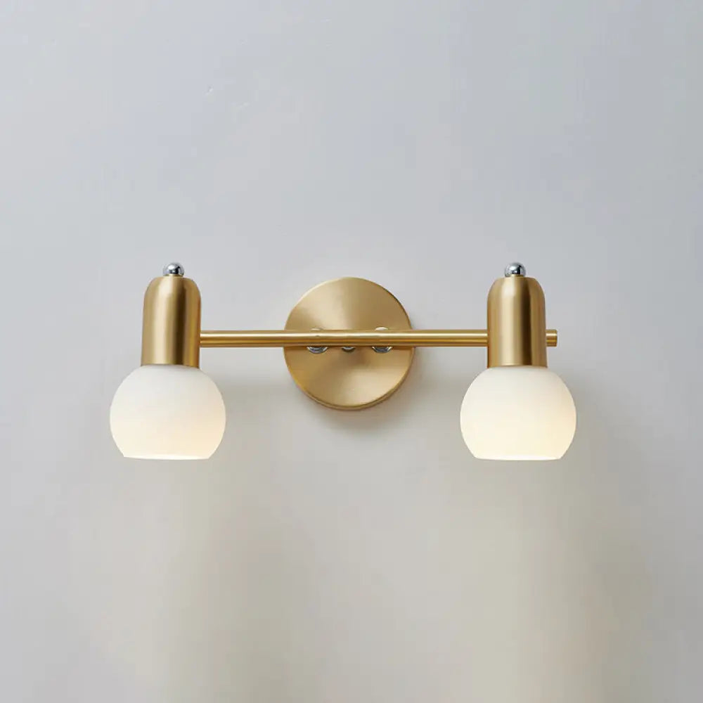 Versatile Swivel Dome Milk Glass Vanity Light - Postmodern Brass Wall Lamp For Bath Décor 2 /