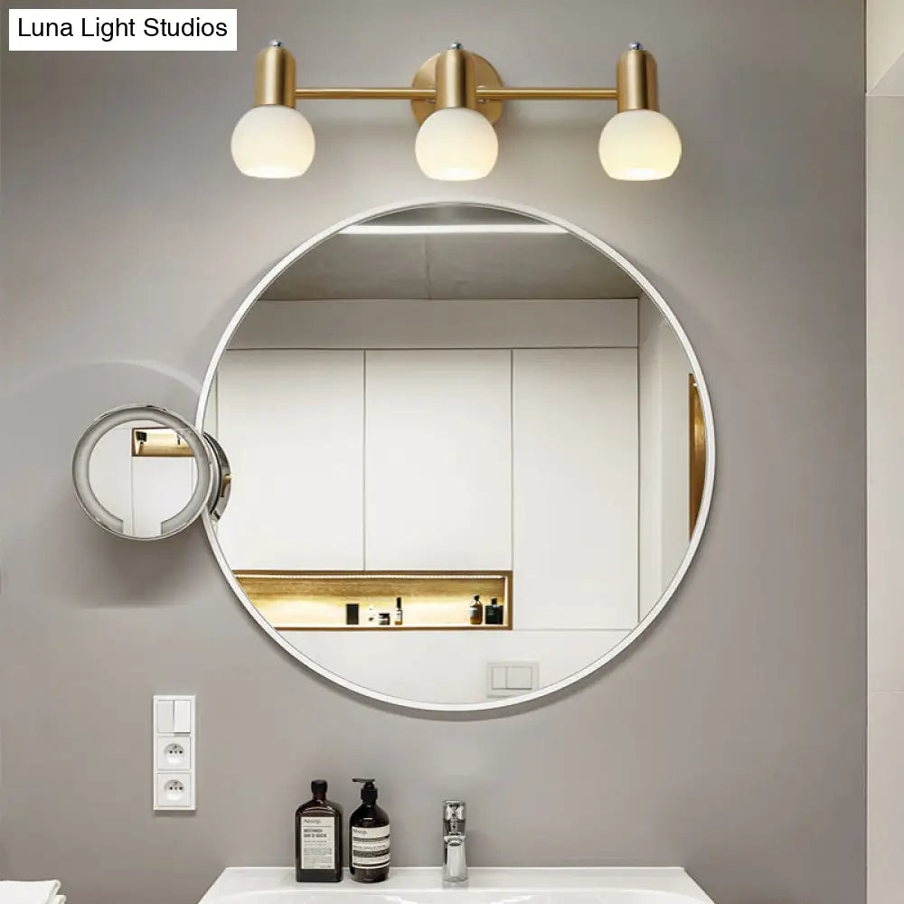 Versatile Swivel Dome Milk Glass Vanity Light - Postmodern Brass Wall Lamp For Bath Décor