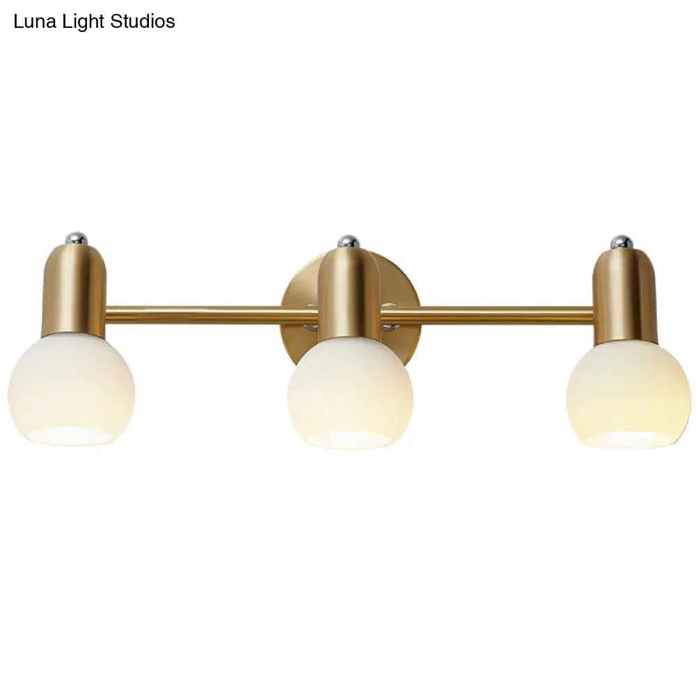 Versatile Swivel Dome Milk Glass Vanity Light - Postmodern Brass Wall Lamp For Bath Décor