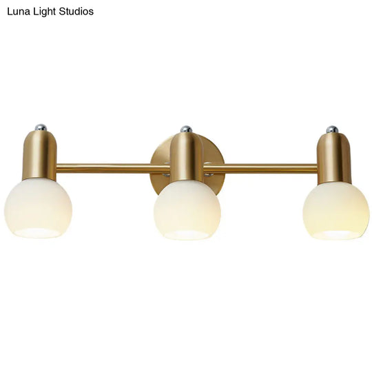 Versatile Swivel Dome Milk Glass Vanity Light - Postmodern Brass Wall Lamp For Bath Décor