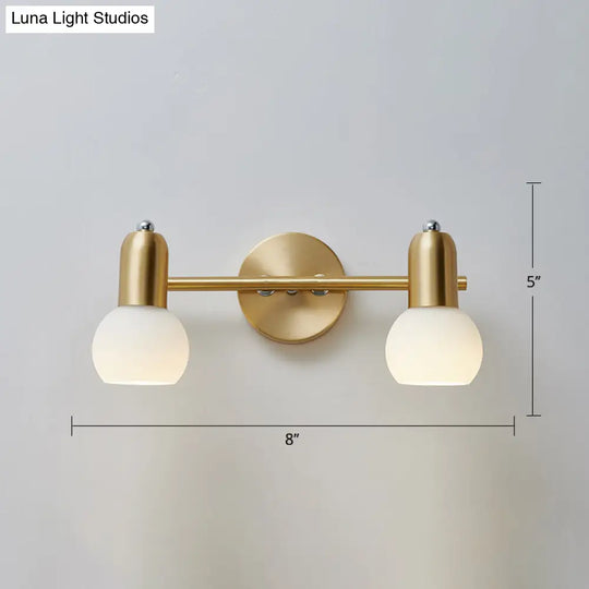 Versatile Swivel Dome Milk Glass Vanity Light - Postmodern Brass Wall Lamp For Bath Décor