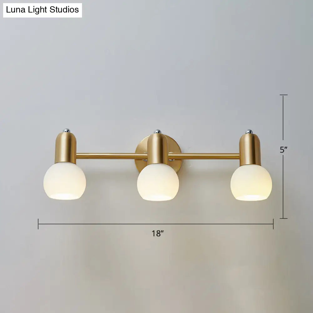 Versatile Swivel Dome Milk Glass Vanity Light - Postmodern Brass Wall Lamp For Bath Décor