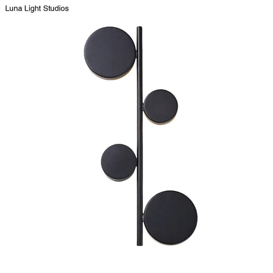 Vertical Linear Sconce Light: Black/Gold Finish Post-Modern Design With 3 Led Metal Wall Lamp Heads