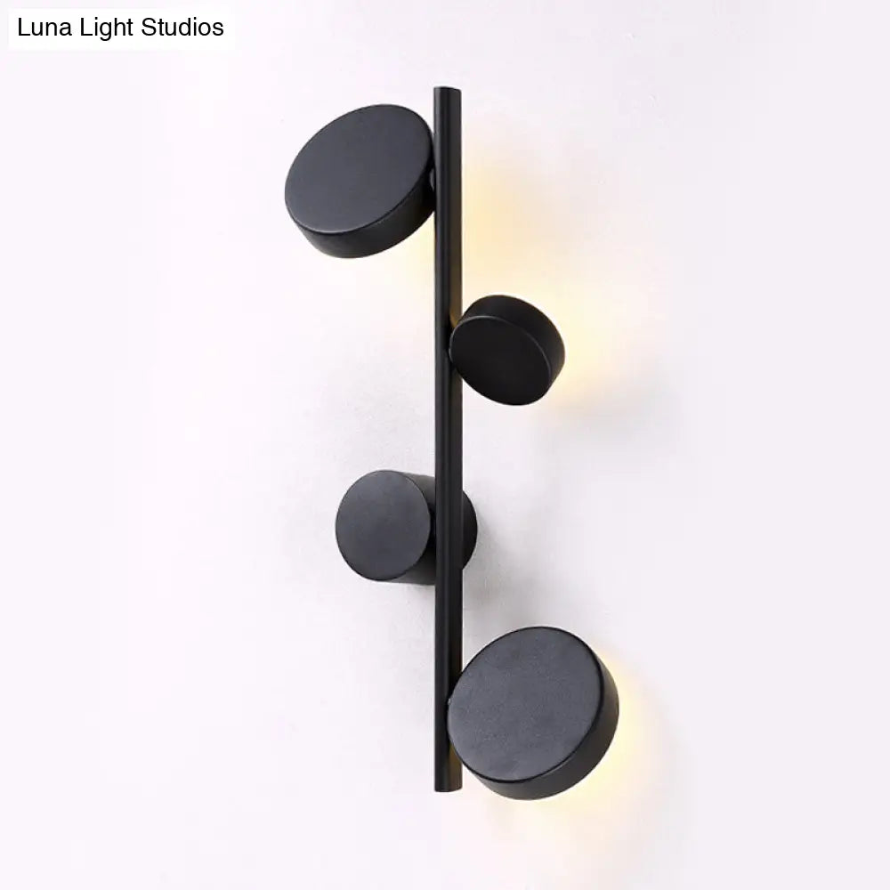 Vertical Linear Sconce Light: Black/Gold Finish Post-Modern Design With 3 Led Metal Wall Lamp Heads