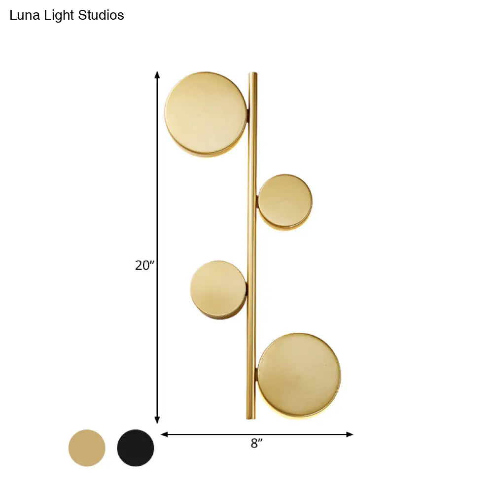 Vertical Linear Sconce Light: Black/Gold Finish Post-Modern Design With 3 Led Metal Wall Lamp Heads