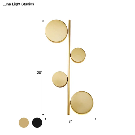 Vertical Linear Sconce Light: Black/Gold Finish Post-Modern Design With 3 Led Metal Wall Lamp Heads