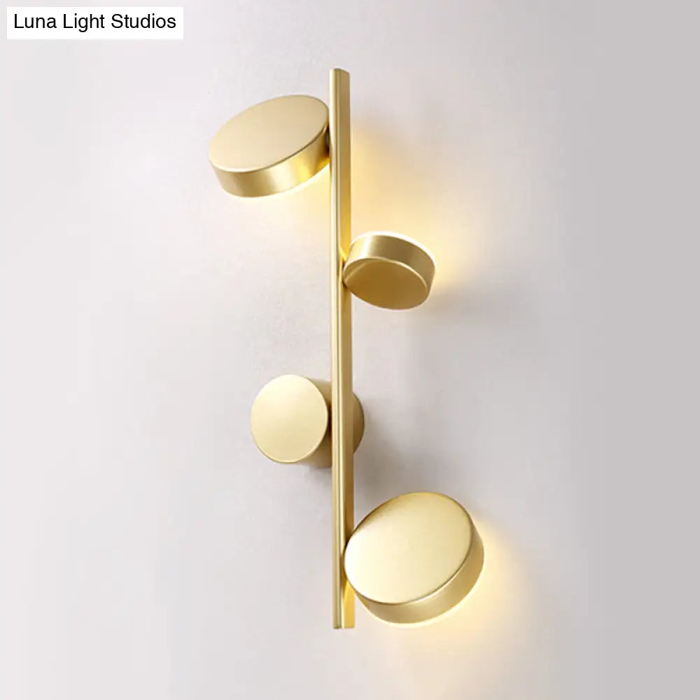 Vertical Linear Sconce Light: Black/Gold Finish Post-Modern Design With 3 Led Metal Wall Lamp Heads