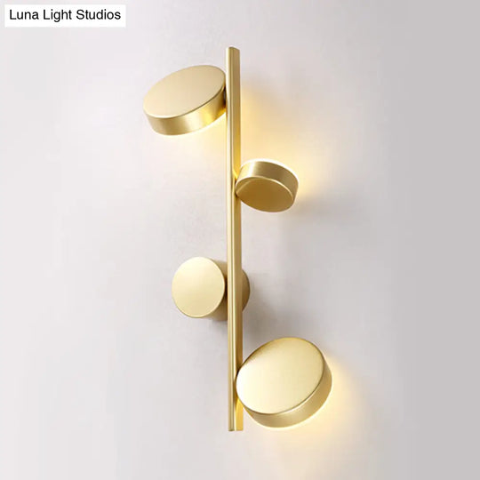 Vertical Linear Sconce Light: Black/Gold Finish Post-Modern Design With 3 Led Metal Wall Lamp Heads