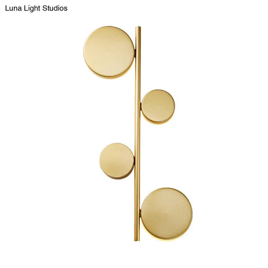 Vertical Linear Sconce Light: Black/Gold Finish Post-Modern Design With 3 Led Metal Wall Lamp Heads